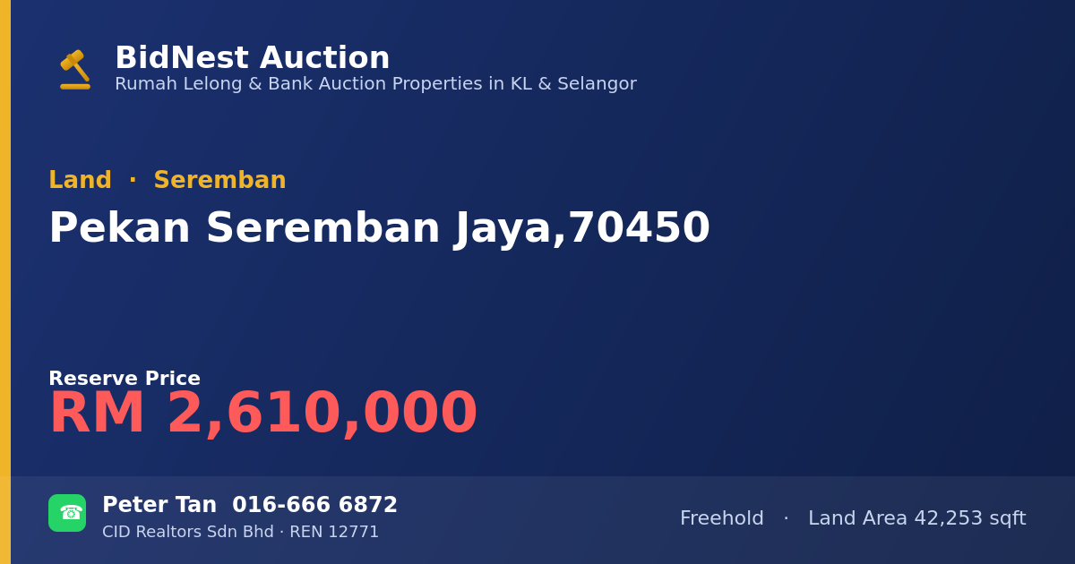 Land · Pekan Seremban Jaya, 70450