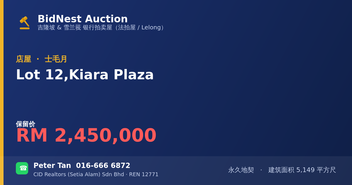 店屋 · Lot 12, Kiara Plaza