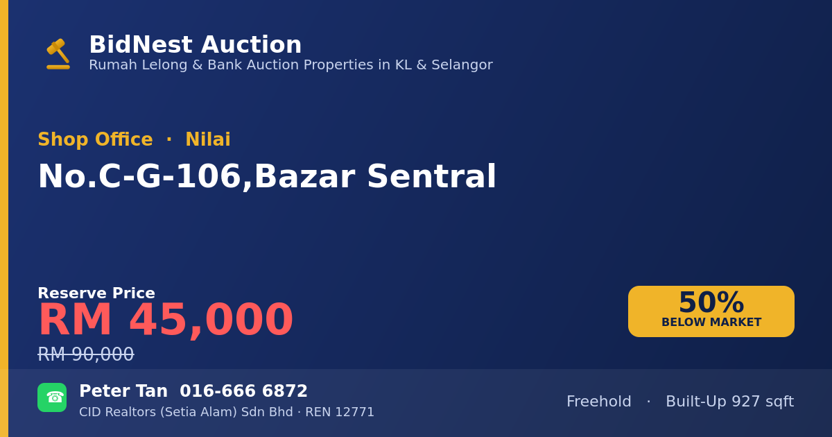 Shop Office · No. C-G-106, Bazar Sentral