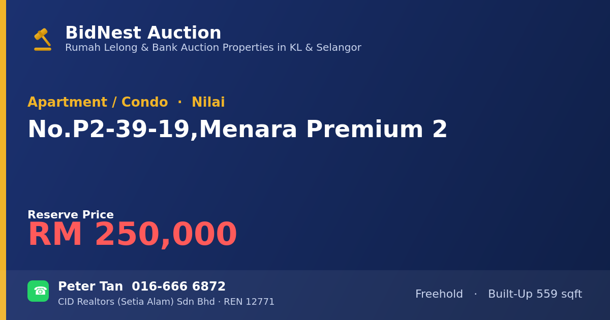 Apartment / Condo · No. P2-39-19, Menara Premium 2