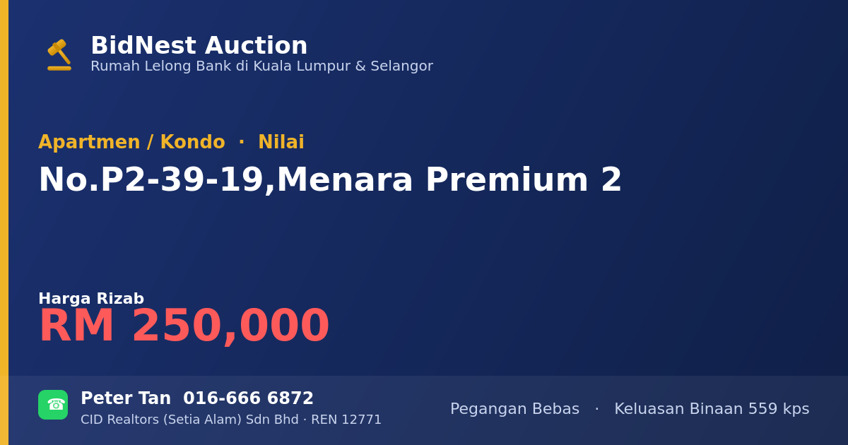 Apartmen / Kondo · No. P2-39-19, Menara Premium 2