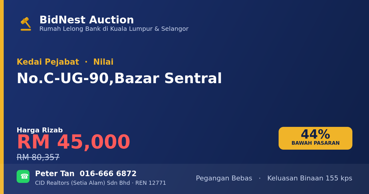 Kedai Pejabat · No. C-UG-90, Bazar Sentral