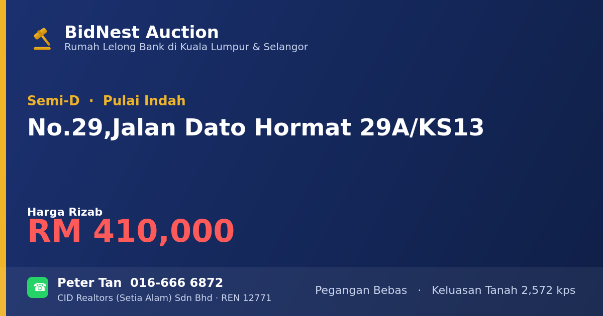 Semi-D · No. 29, Jalan Dato Hormat 29A/KS13