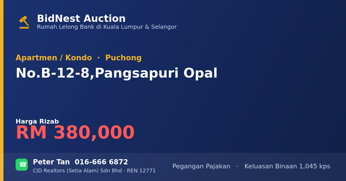 Apartmen / Kondo · No. B-12-8, Pangsapuri Opal