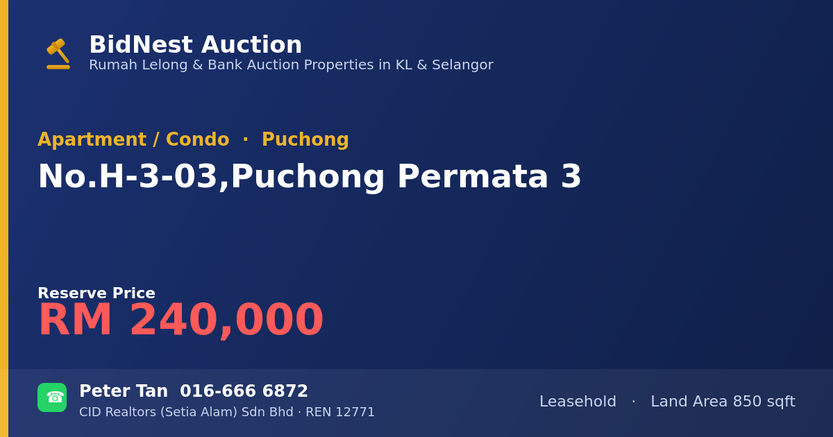 Apartment / Condo · No. H-3-03, Puchong Permata 3
