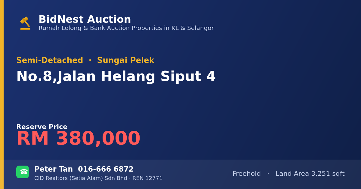 Semi-Detached · No. 8, Jalan Helang Siput 4