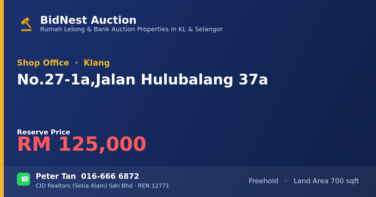 Shop Office · No. 27-1a, Jalan Hulubalang 37a