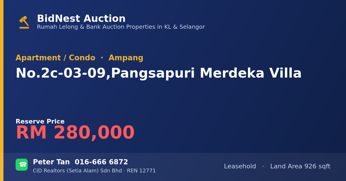 Apartment / Condo · No. 2c-03-09, Pangsapuri Merdeka Villa