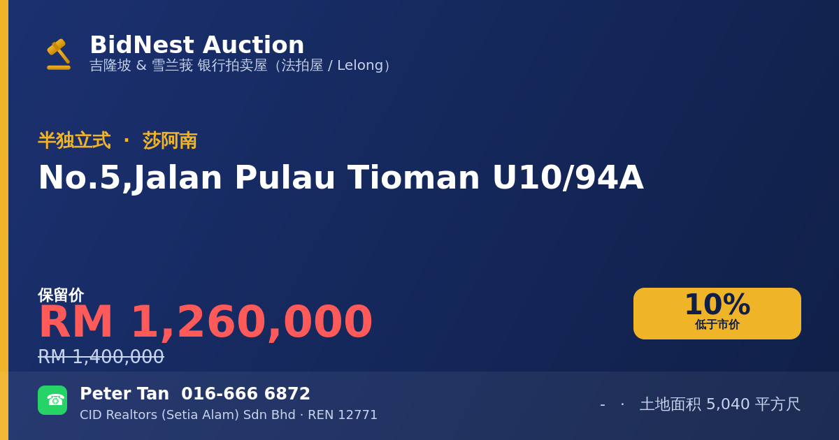 半独立式 · No. 5, Jalan Pulau Tioman U10/94A