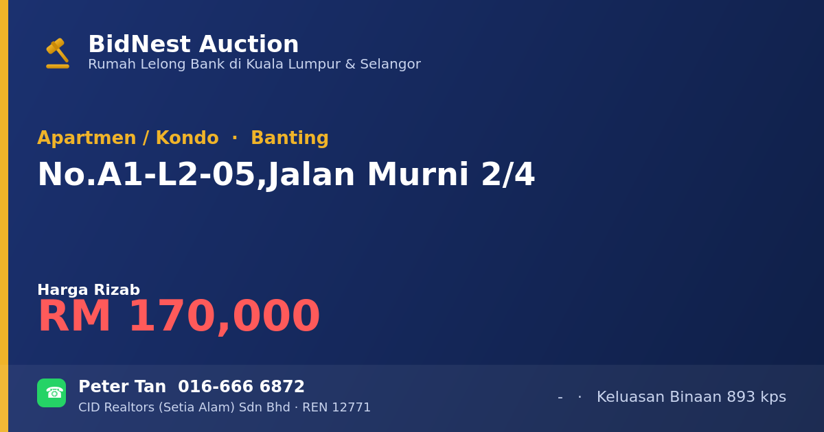 Apartmen / Kondo · No. A1-L2-05, Jalan Murni 2/4