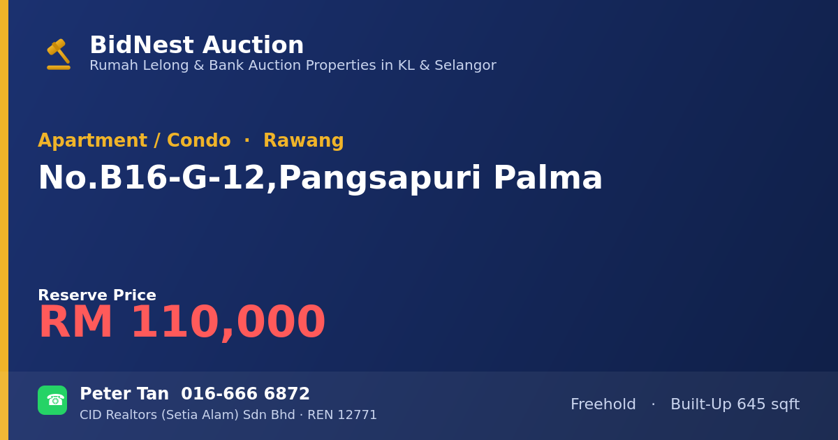 Apartment / Condo · No. B16-G-12, Pangsapuri Palma