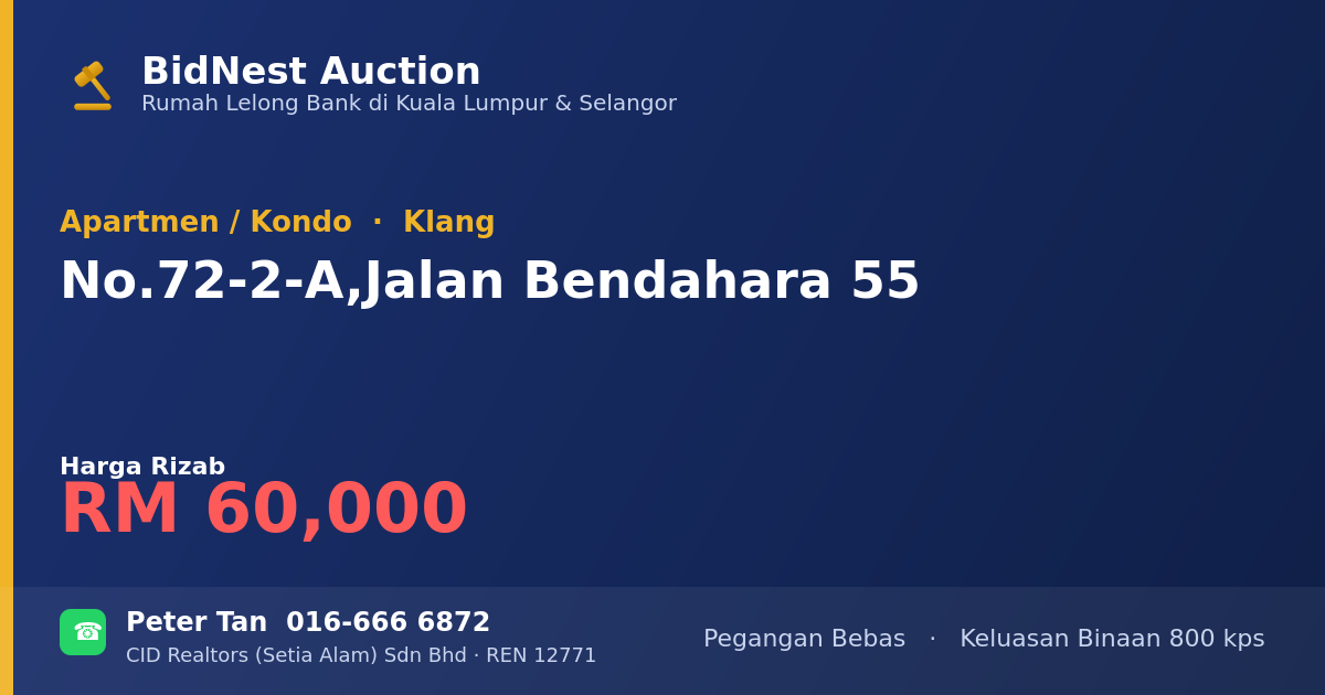 Apartmen / Kondo · No. 72-2-A, Jalan Bendahara 55