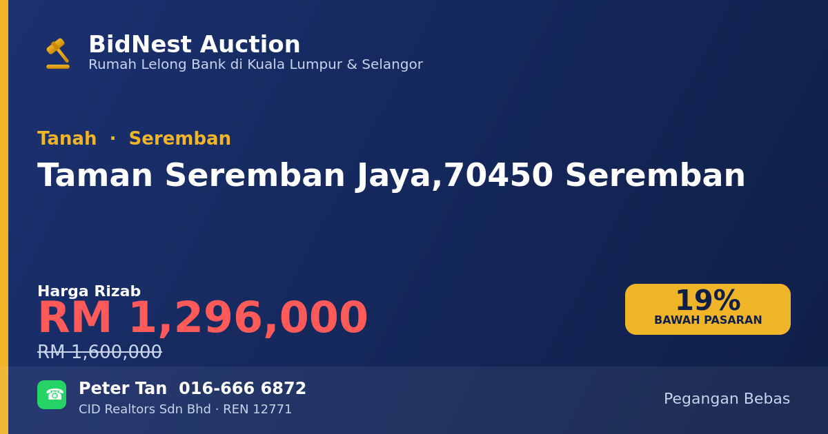 Tanah · Taman Seremban Jaya, 70450 Seremban