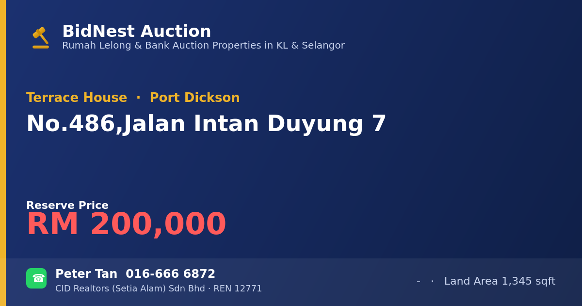 Terrace House · No. 486, Jalan Intan Duyung 7