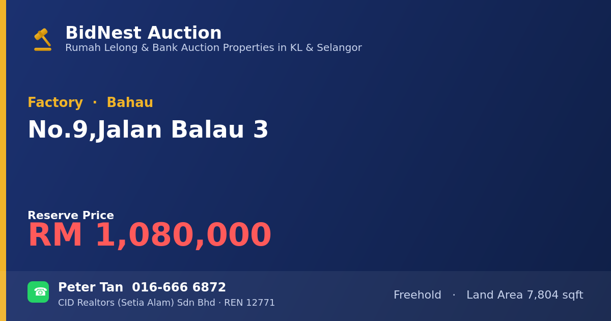 Factory · No. 9, Jalan Balau 3