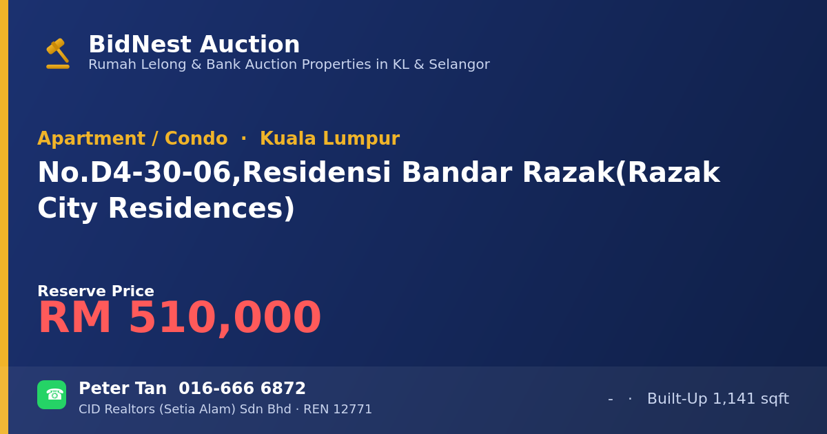 Apartment / Condo · No. D4-30-06, Residensi Bandar Razak (Razak City Residences)