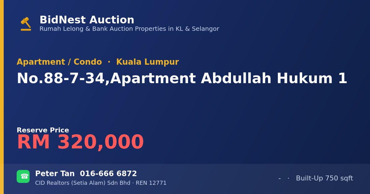 Apartment / Condo · No. 88-7-34, Apartment Abdullah Hukum 1