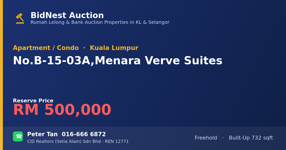 Apartment / Condo · No. B-15-03A, Menara Verve Suites
