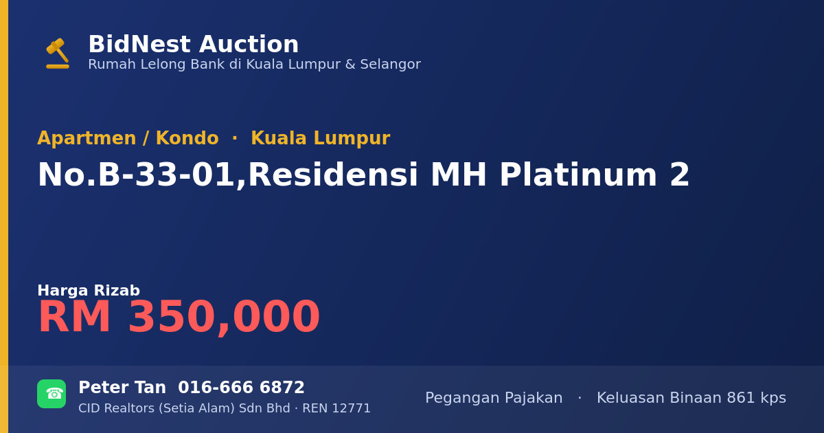 Apartmen / Kondo · No. B-33-01, Residensi MH Platinum 2