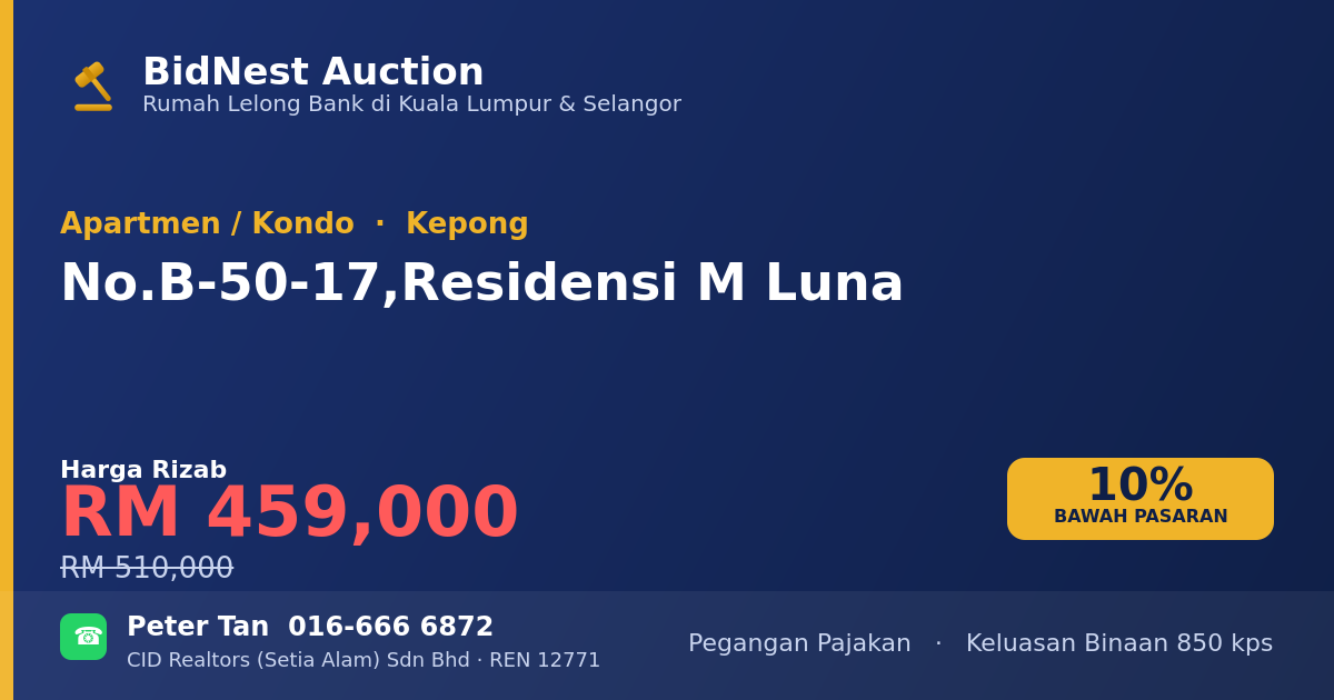 Apartmen / Kondo · No. B-50-17, Residensi M Luna