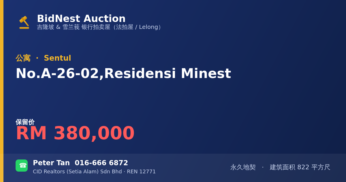 公寓 · No. A-26-02, Residensi Minest