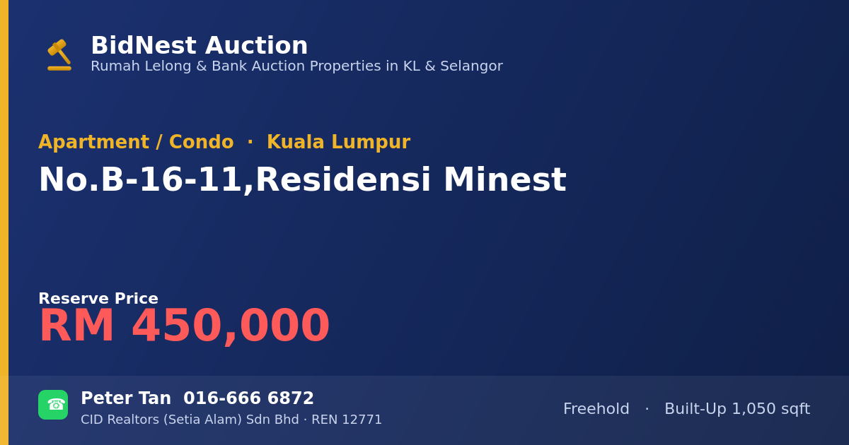 Apartment / Condo · No. B-16-11, Residensi Minest