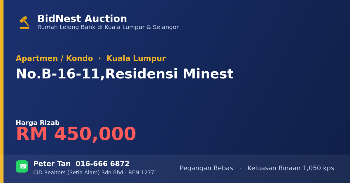 Apartmen / Kondo · No. B-16-11, Residensi Minest