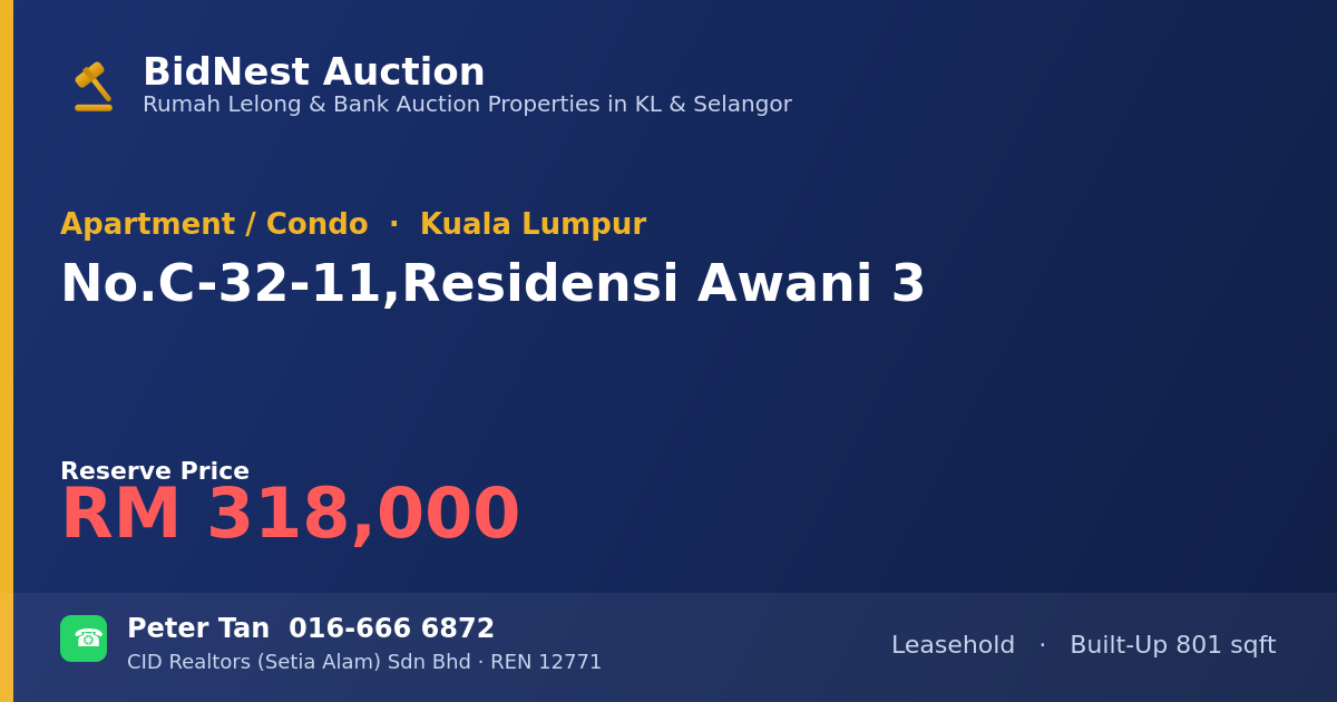 Apartment / Condo · No. C-32-11, Residensi Awani 3