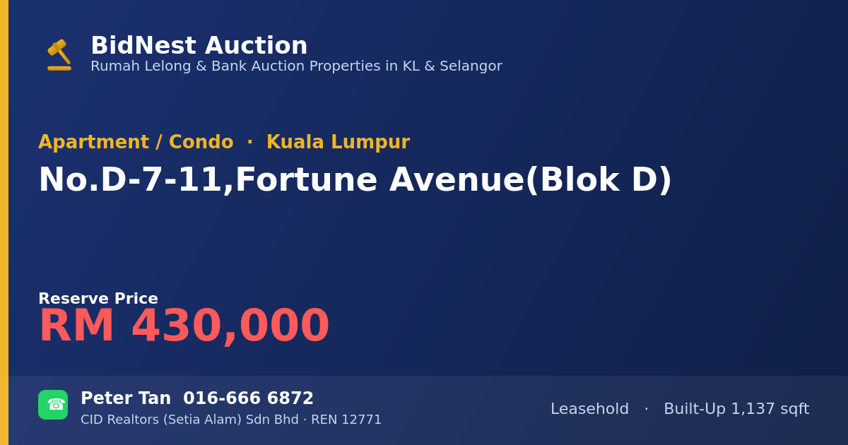 Apartment / Condo · No. D-7-11, Fortune Avenue (Blok D)