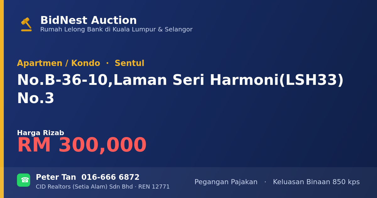 Apartmen / Kondo · No. B-36-10, Laman Seri Harmoni (LSH33) No. 3