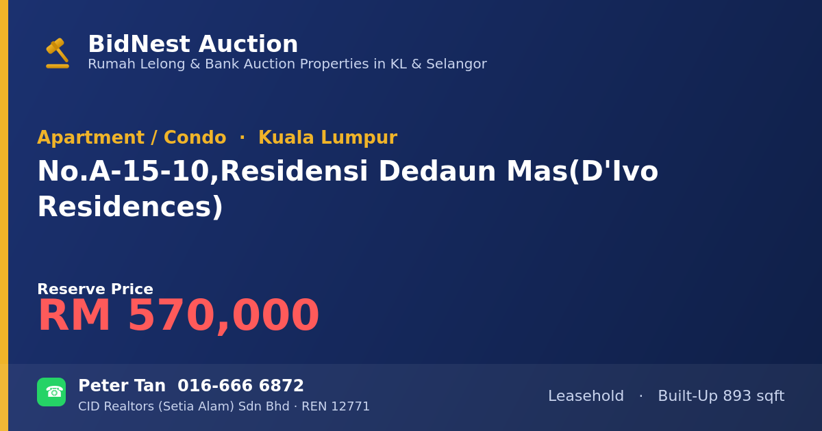 Apartment / Condo · No. A-15-10, Residensi Dedaun Mas (D'Ivo Residences)