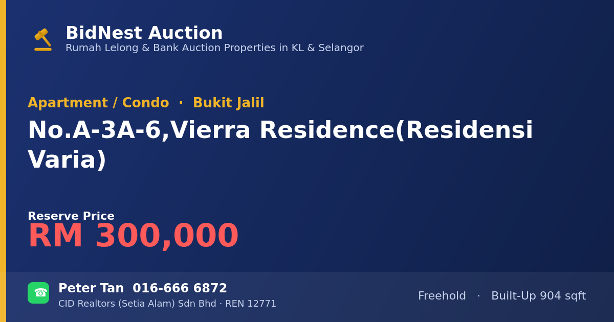 Apartment / Condo · No. A-3A-6, Vierra Residence (Residensi Varia)
