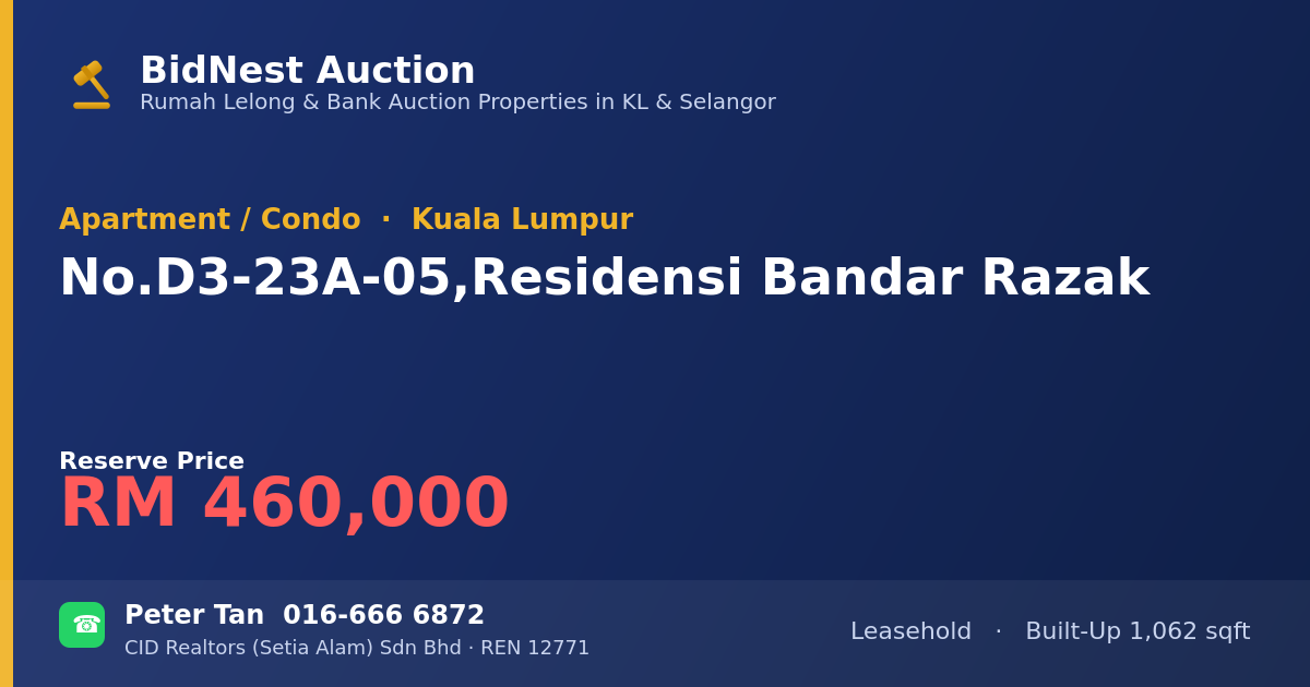Apartment / Condo · No. D3-23A-05, Residensi Bandar Razak