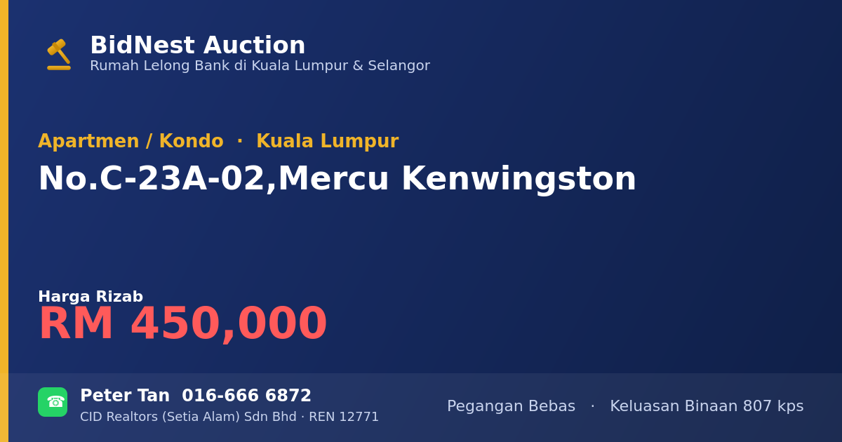 Apartmen / Kondo · No. C-23A-02, Mercu Kenwingston