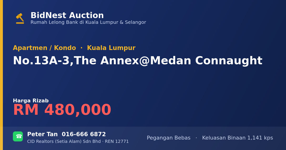Apartmen / Kondo · No. 13A-3, The Annex @ Medan Connaught