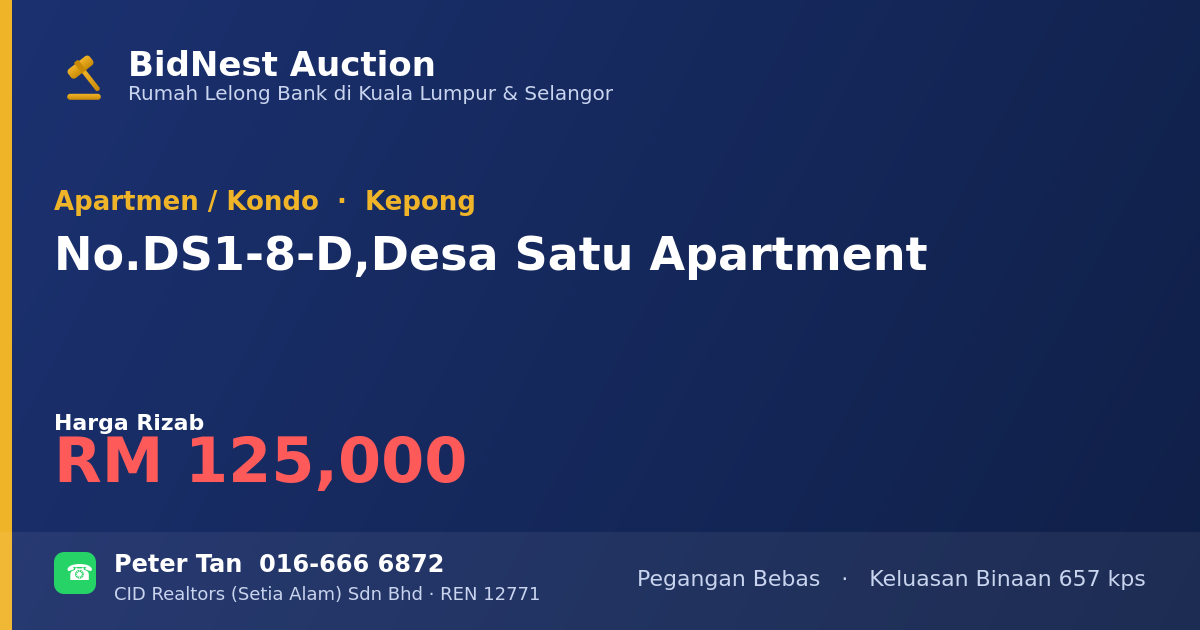 Apartmen / Kondo · No. DS1-8-D, Desa Satu Apartment