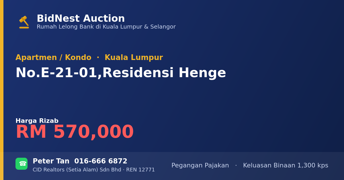 Apartmen / Kondo · No. E-21-01, Residensi Henge