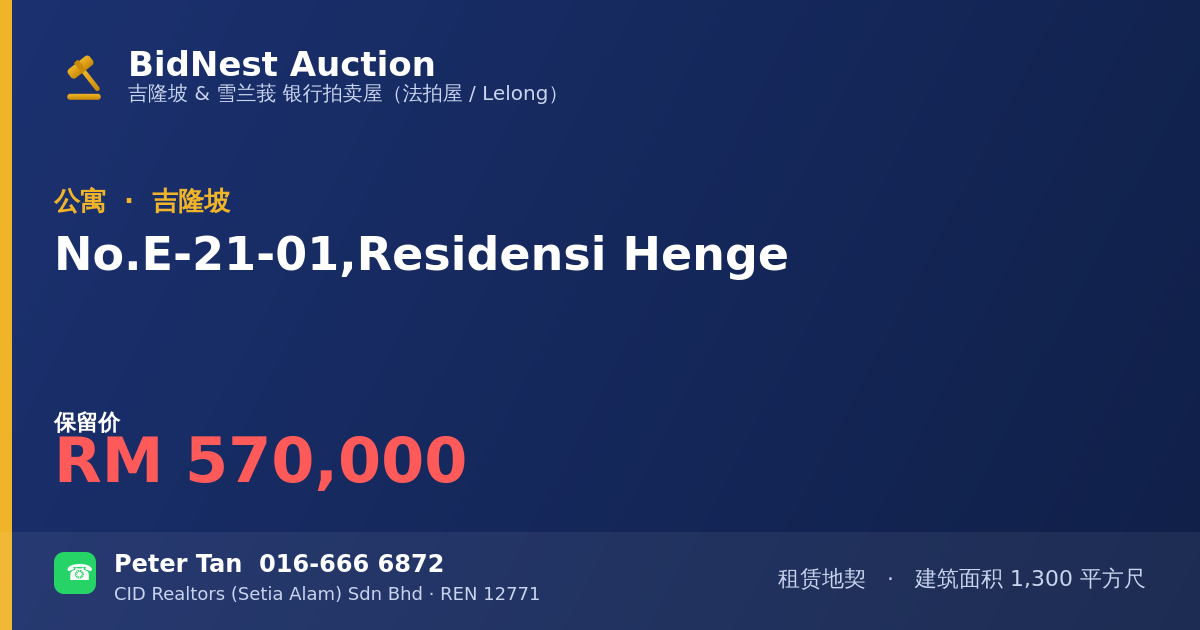 公寓 · No. E-21-01, Residensi Henge