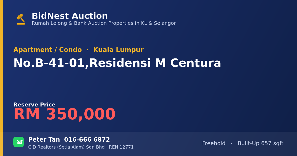 Apartment / Condo · No. B-41-01, Residensi M Centura