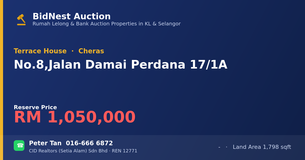 Terrace House · No. 8, Jalan Damai Perdana 17/1A