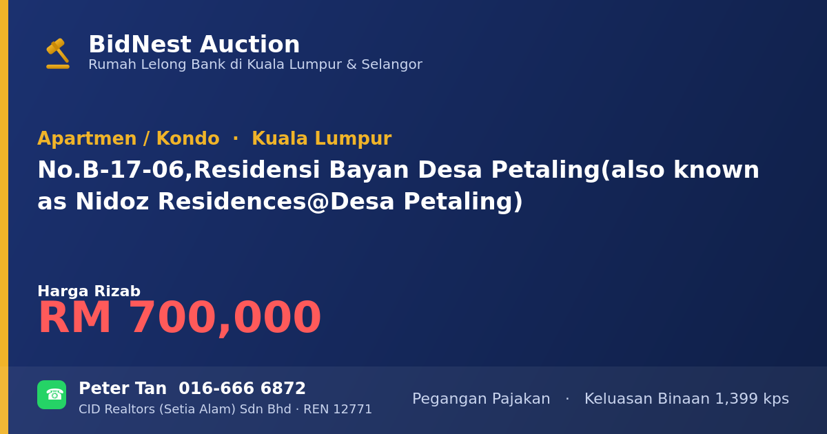 Apartmen / Kondo · No. B-17-06, Residensi Bayan Desa Petaling (also known as Nidoz Residences @ Desa Petaling)