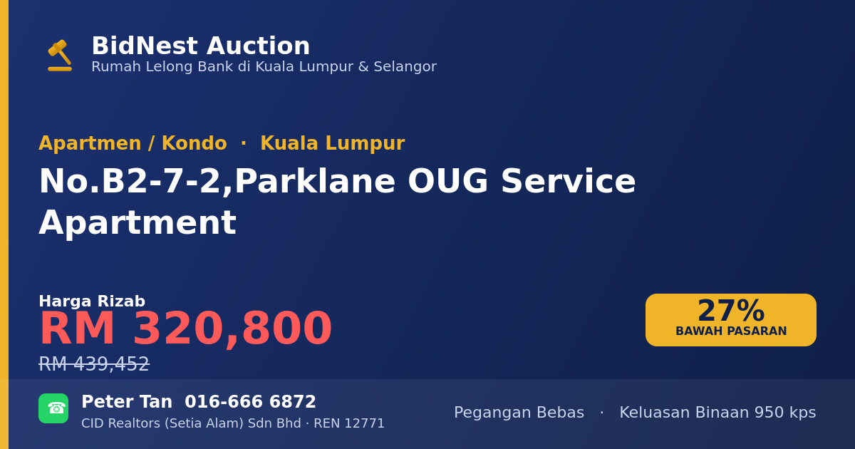 Apartmen / Kondo · No. B2-7-2, Parklane OUG Service Apartment