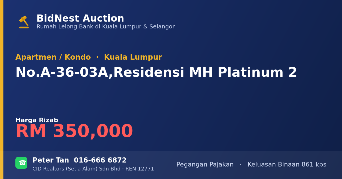Apartmen / Kondo · No. A-36-03A, Residensi MH Platinum 2