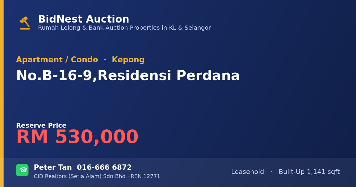 Apartment / Condo · No. B-16-9, Residensi Perdana