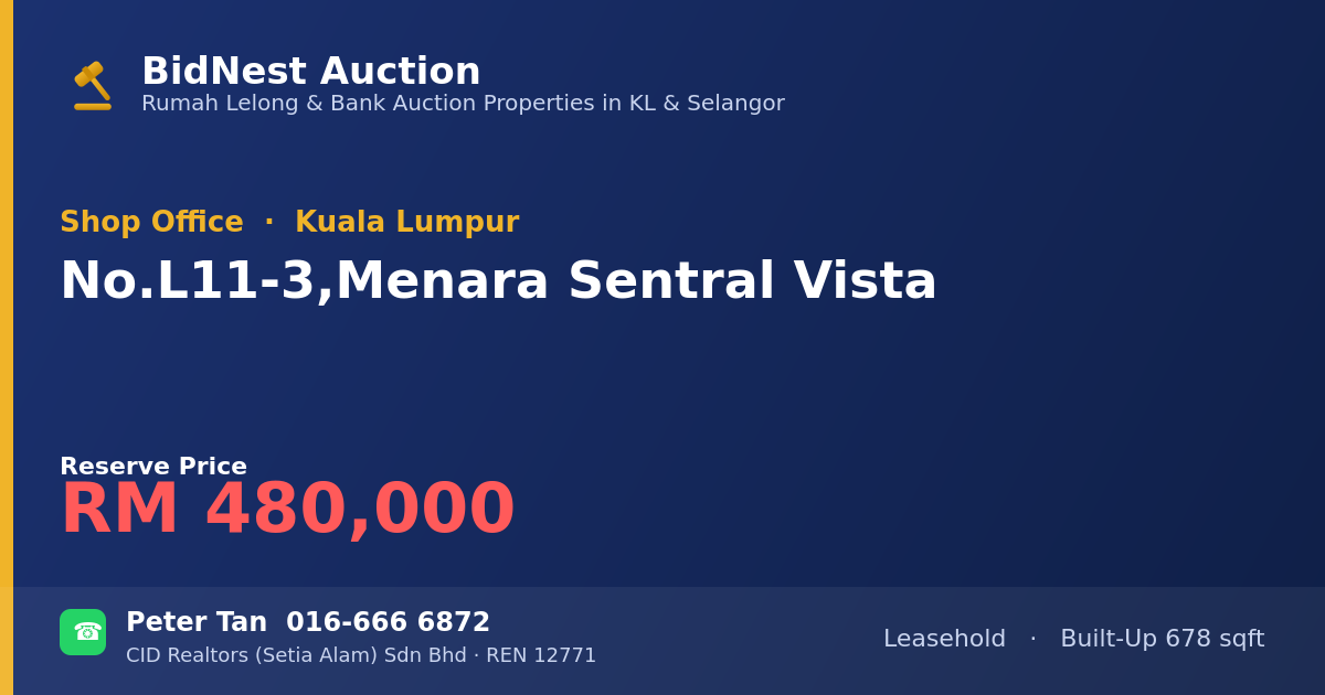 Shop Office · No. L11-3, Menara Sentral Vista