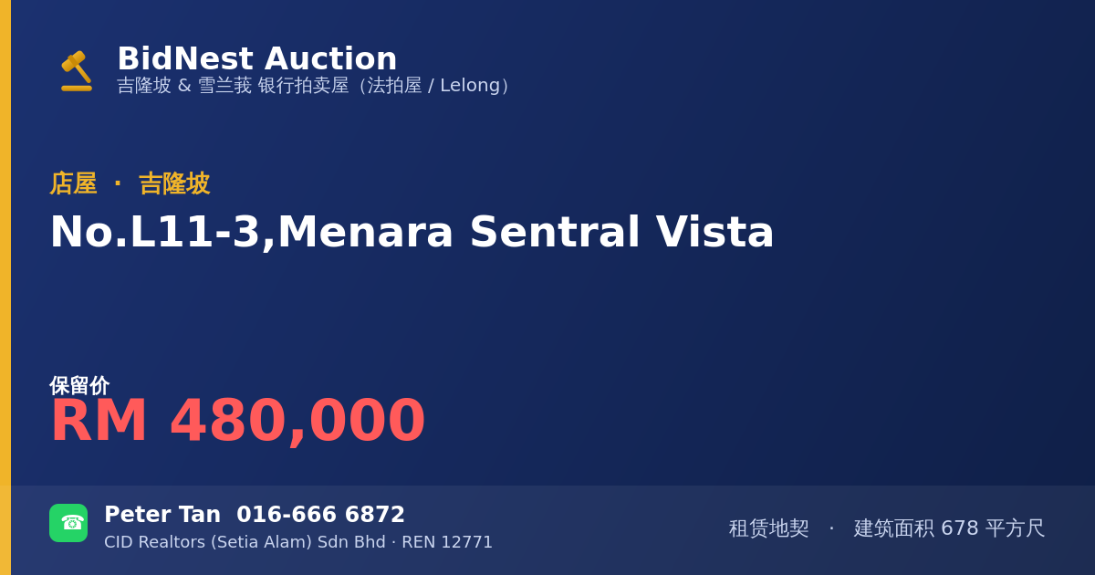 店屋 · No. L11-3, Menara Sentral Vista