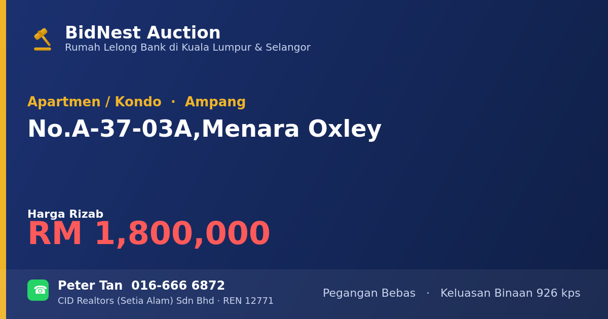 Apartmen / Kondo · No. A-37-03A, Menara Oxley