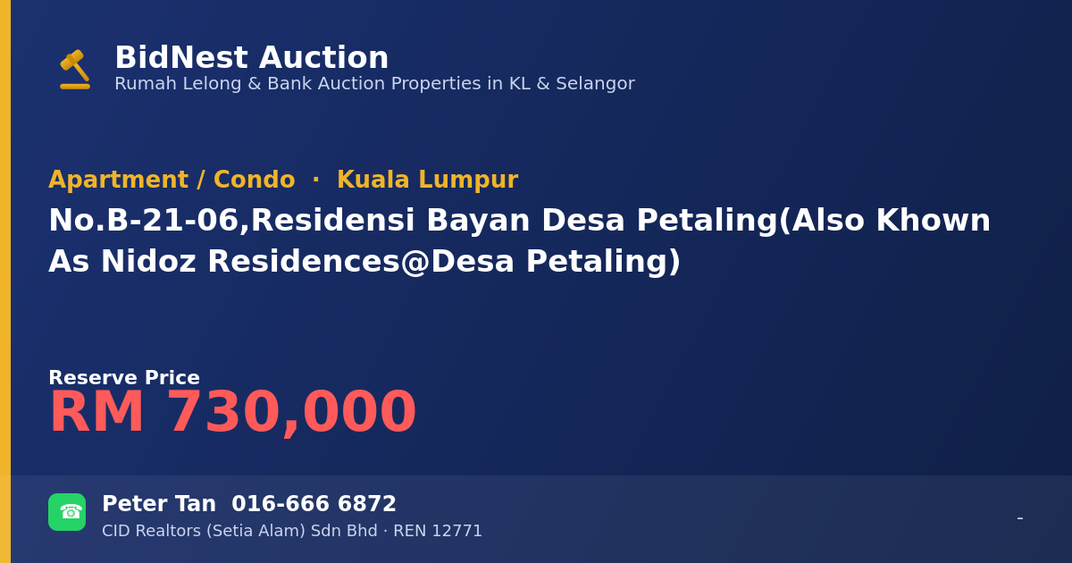 Apartment / Condo · No. B-21-06, Residensi Bayan Desa Petaling (Also Khown As Nidoz Residences @ Desa Petaling)