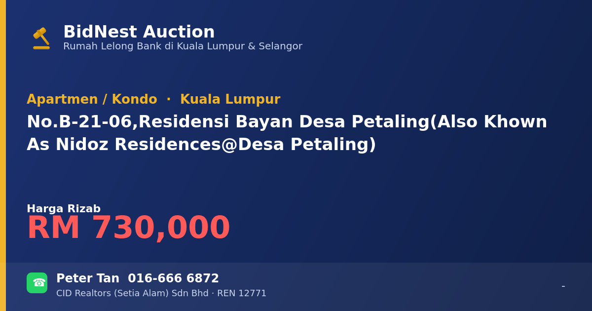 Apartmen / Kondo · No. B-21-06, Residensi Bayan Desa Petaling (Also Khown As Nidoz Residences @ Desa Petaling)
