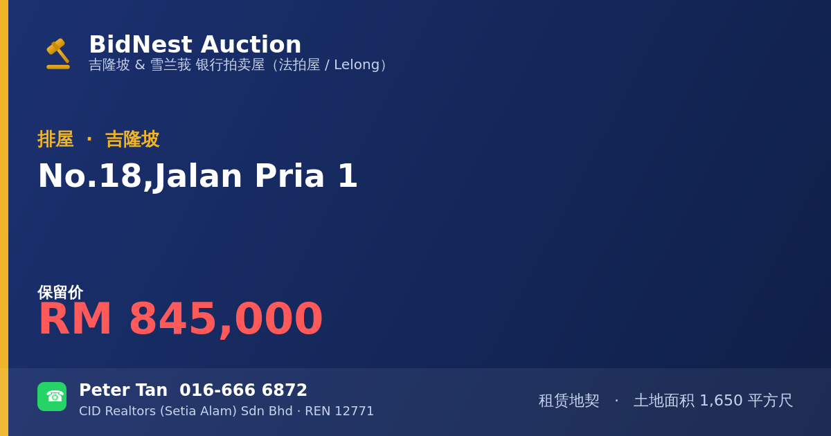 排屋 · No. 18, Jalan Pria 1